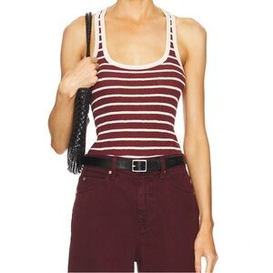 A.L.C.  Iris Top in Bright White and Syrah Stripe